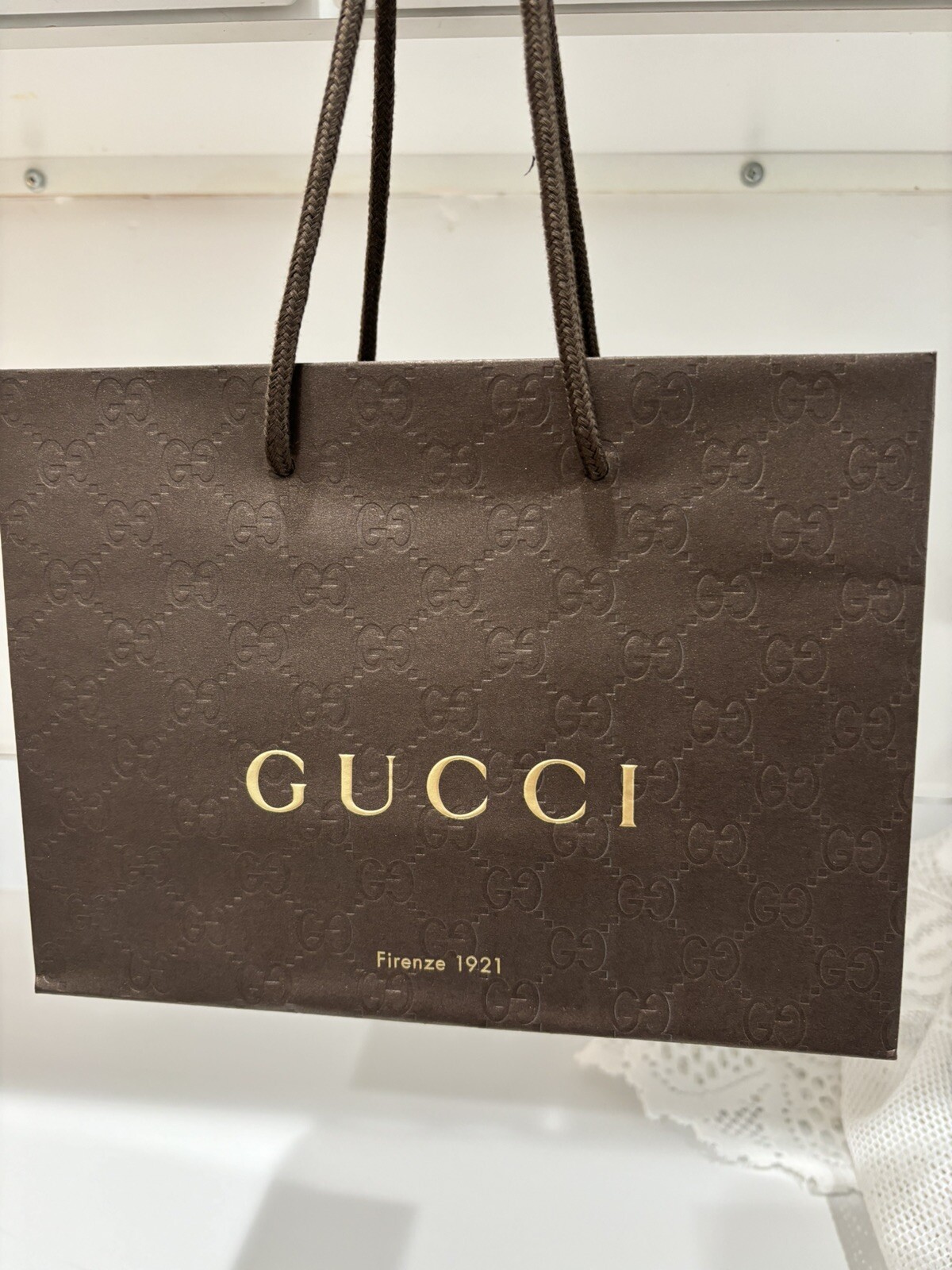 GUCCI Firenze 1921 Paper Bag Shopping Gift Brand NEW Wrapped 9” X 6.5 X 3.5”