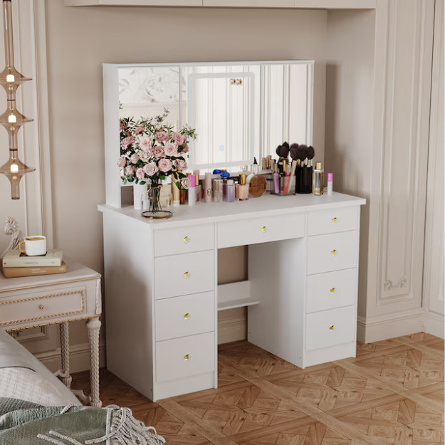 FUFU&GAGA 43.3-in White Makeup Vanity