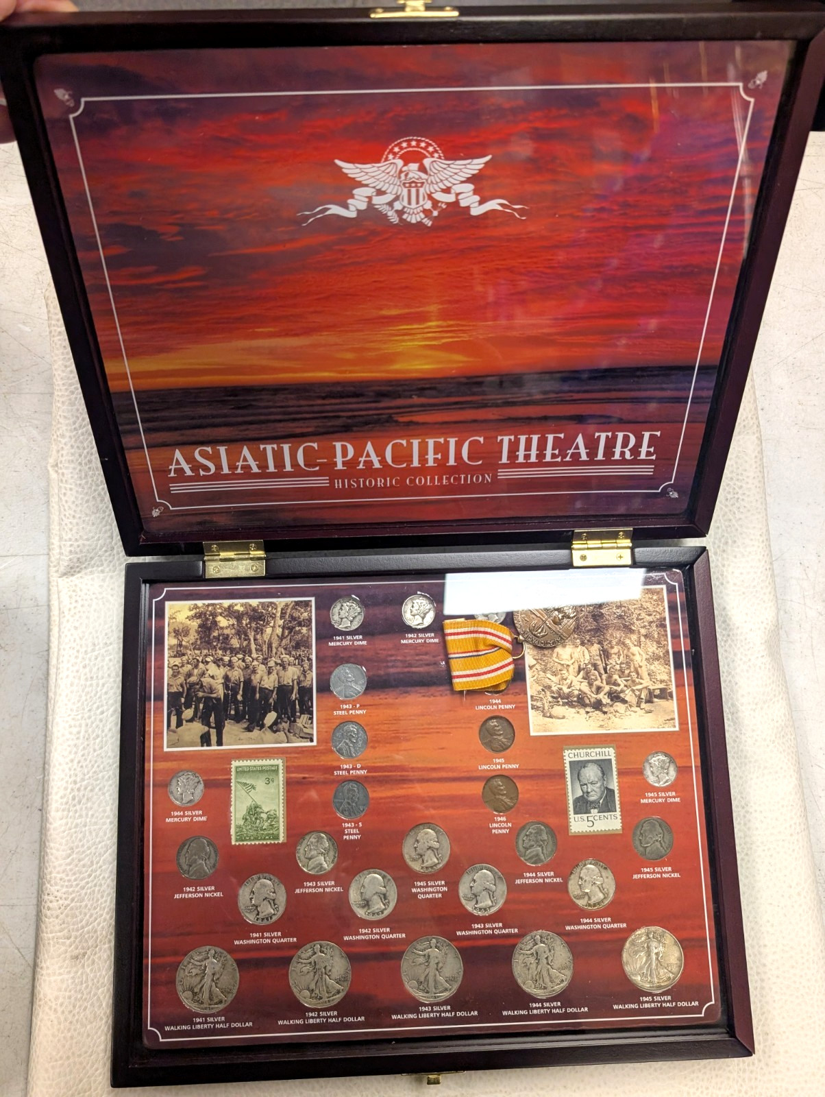 Asiatic Pacific Theatre Coin Set 1941 - 1945 Medal Stamp Silver World War RK820