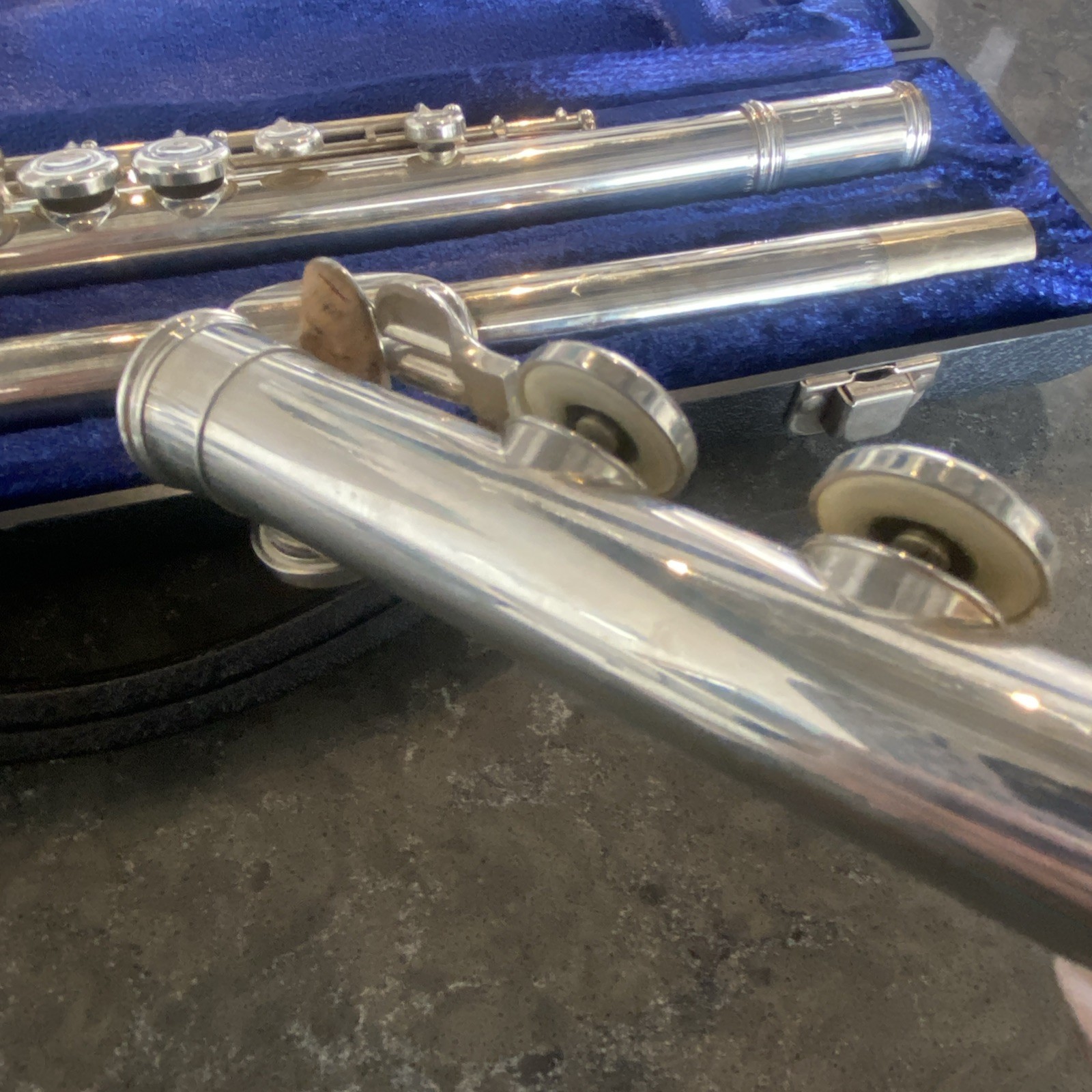 Emerson USA Open Hole Flute + Case Silver Plate Stamped 47799 1 AS IS PREOWNED