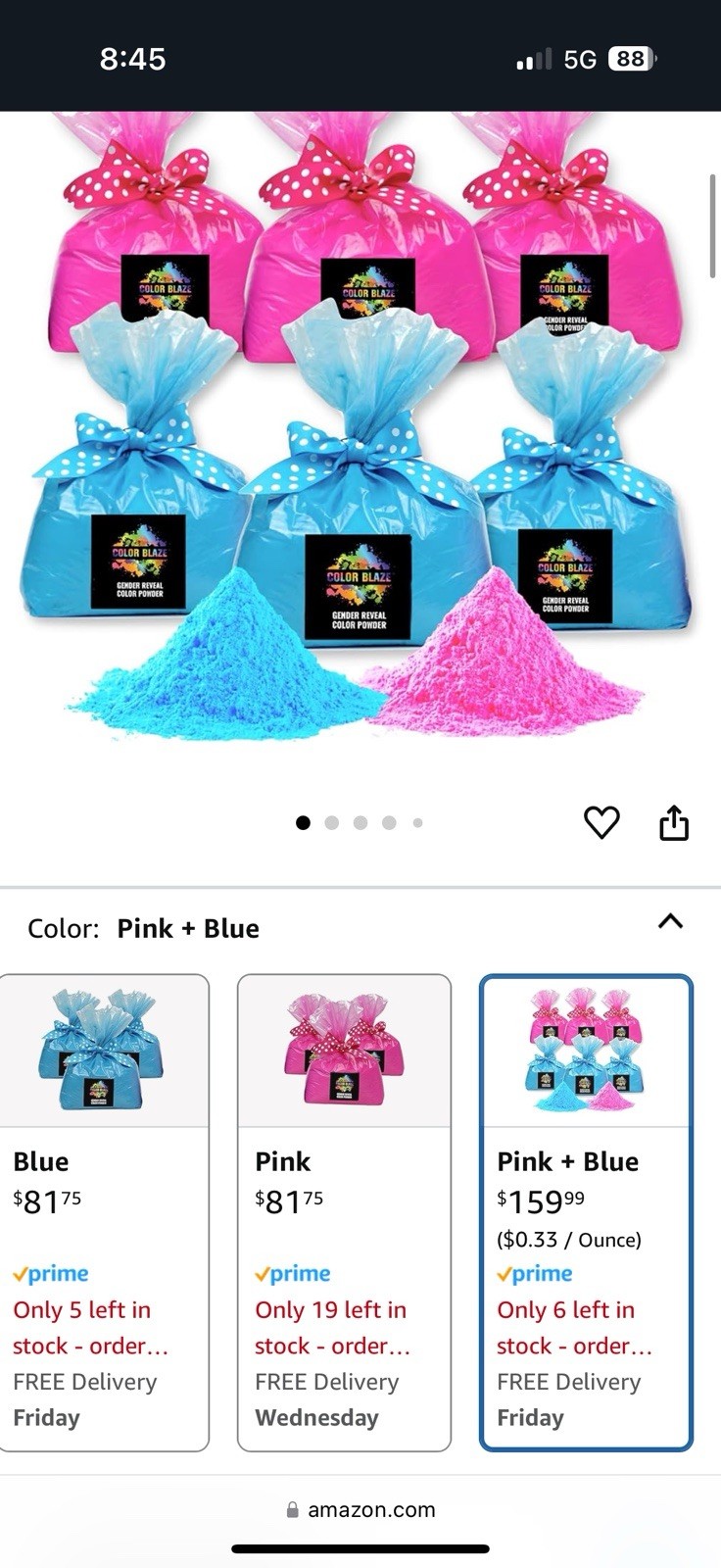 15lbs of pink powder and 2 pink smoke bombs