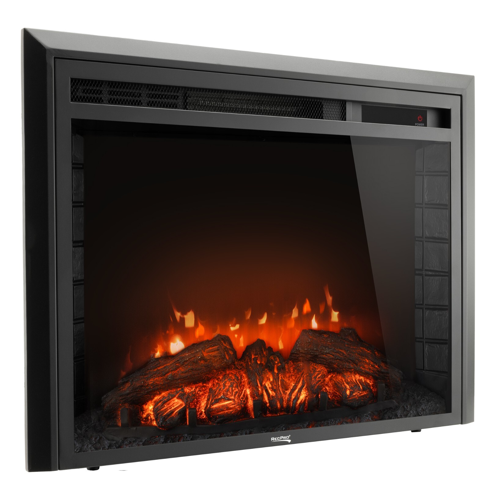 RecPro RV 28" Electric Fireplace | 3 Flame Colors | Flat Glass | 1500W