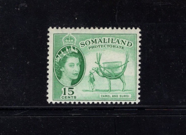 Somaliland Protectorate 1953 15c Camel and Gurgi Somali Tent MLH SG 139 Sc 130
