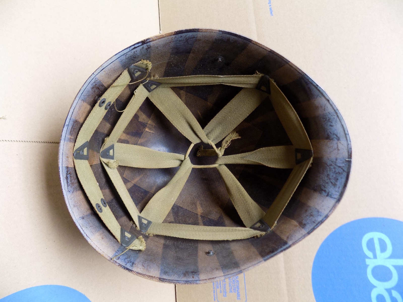 WW2 Era Mine Safety Appliance MSA US Military M1 Fiber Helmet Liner Painted