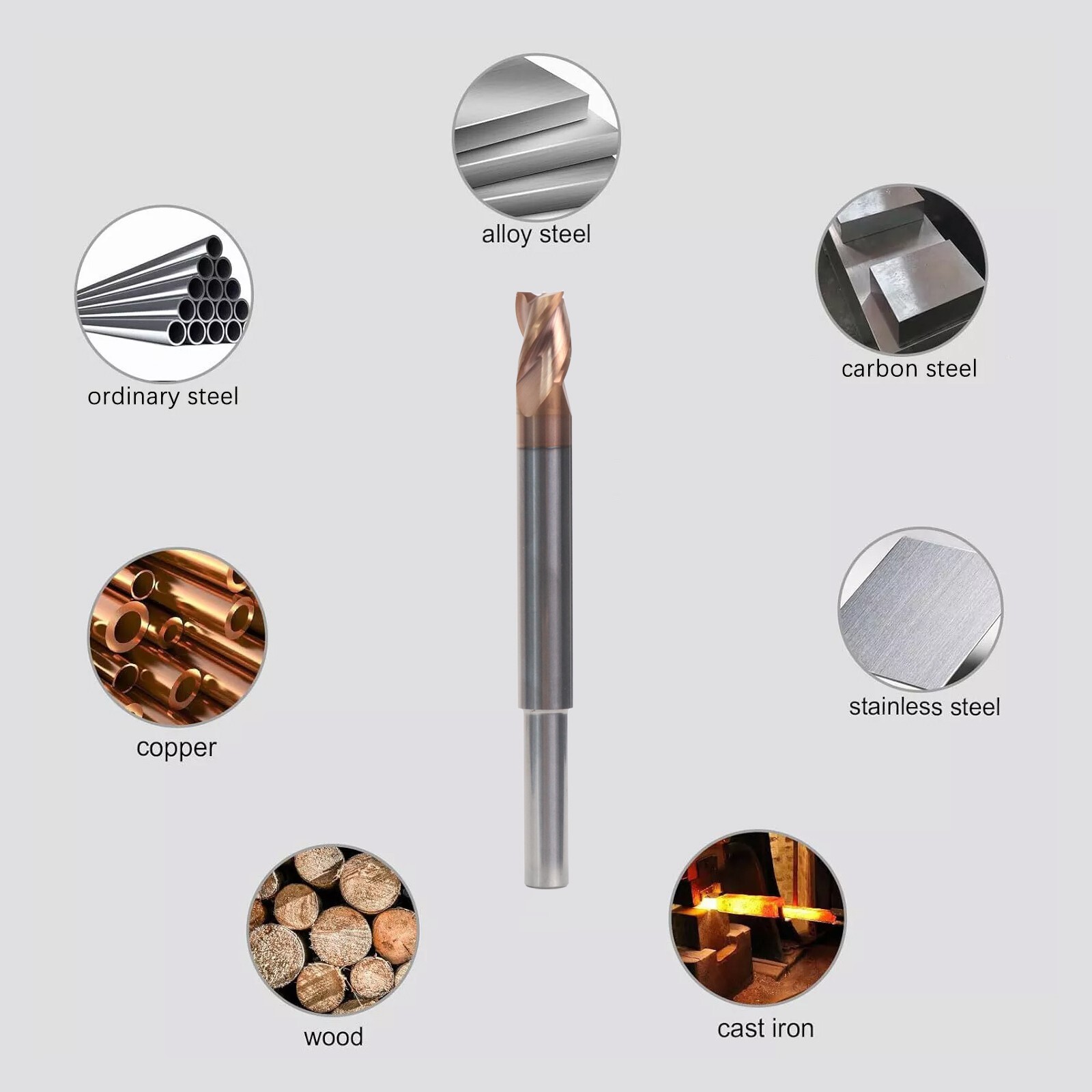 2 PCS 5/16" 3 Flute Carbide 1/4" Shank 4" Overall Long End Mills - ALCrN Coated