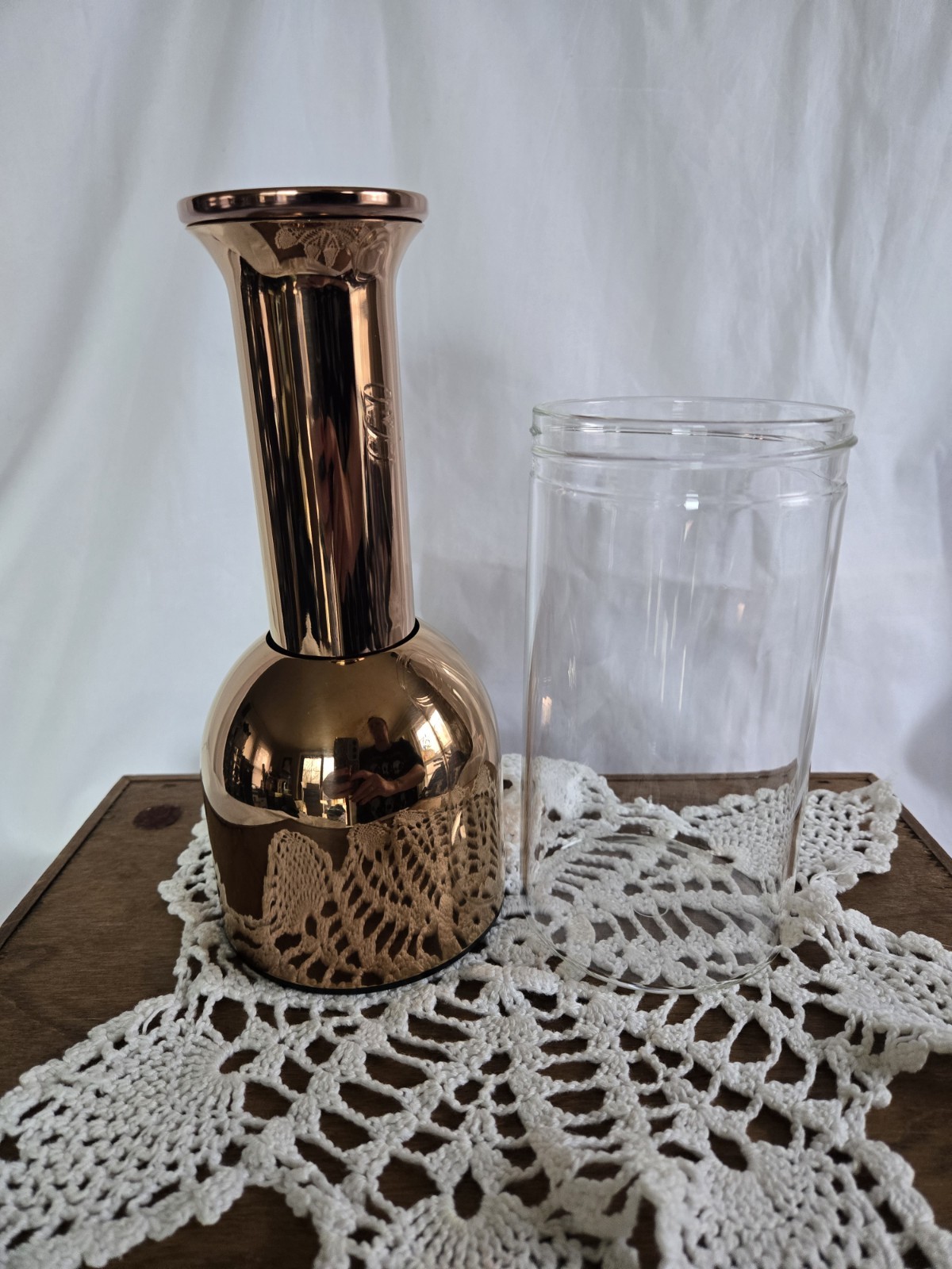 ETO Wine Decanter Copper Mirror Finish 13.8 Inches Tall Airtight