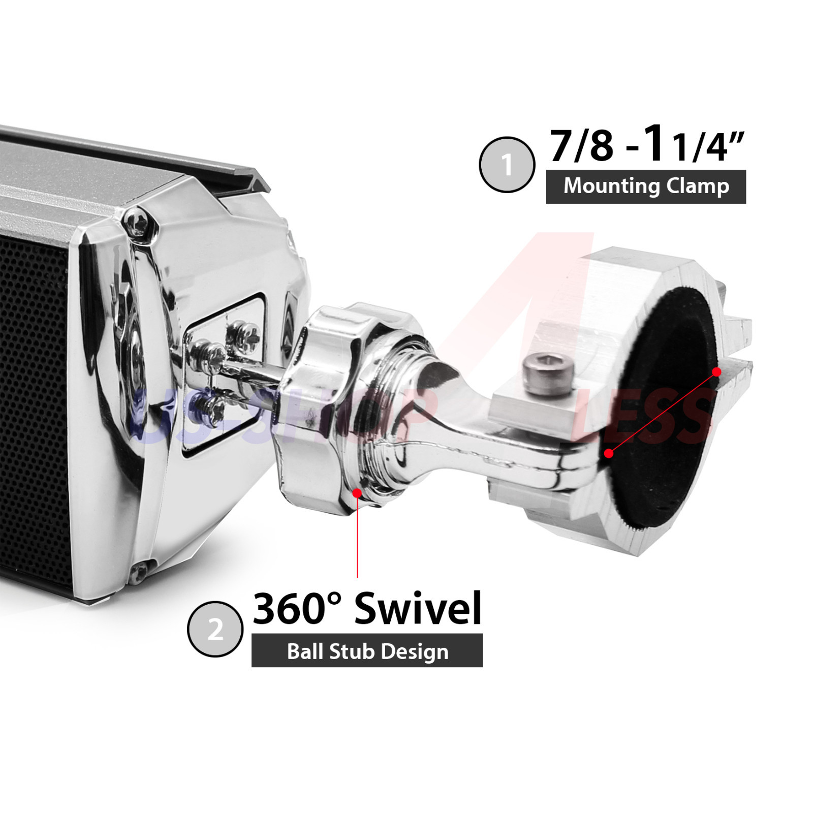 Bluetooth Motorcycle Stereo Speakers Soundbar FM Radio Audio System ATV 4Wheeler