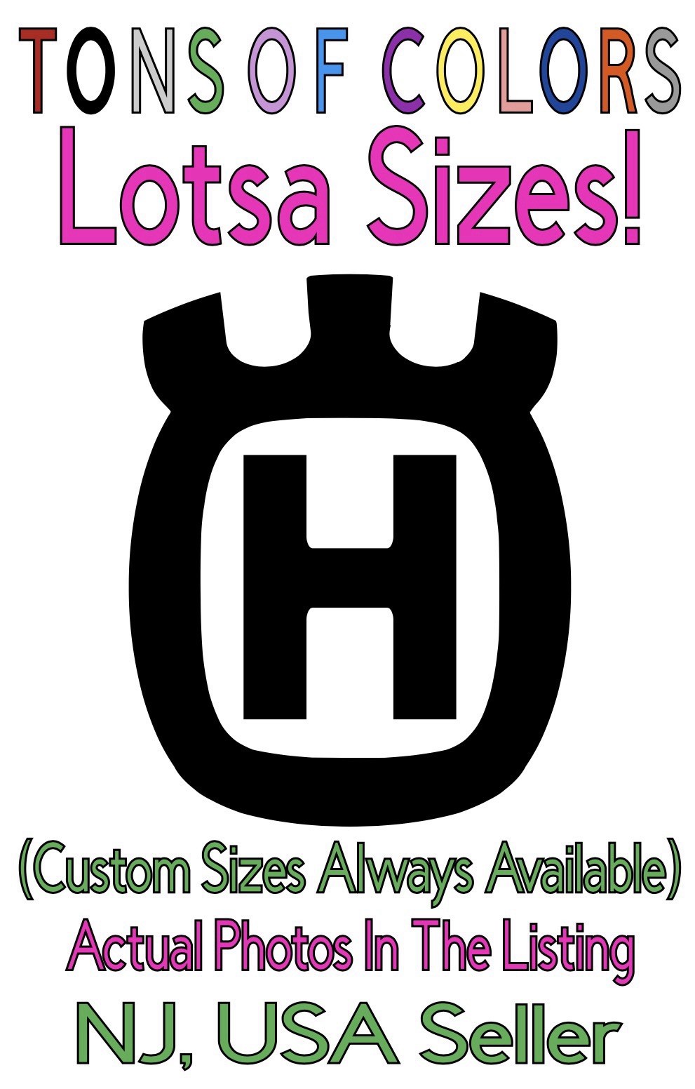 Husqvarna Die Cut Vinyl Decal (NO TEXT) Many Sizes & Colors - FREE Ship