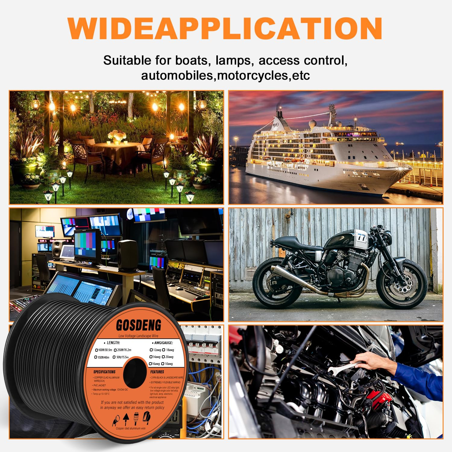 14/2 Low Voltage Landscape Wire 250FT Outdoor Landscape Lighting Cable 14 Gauge