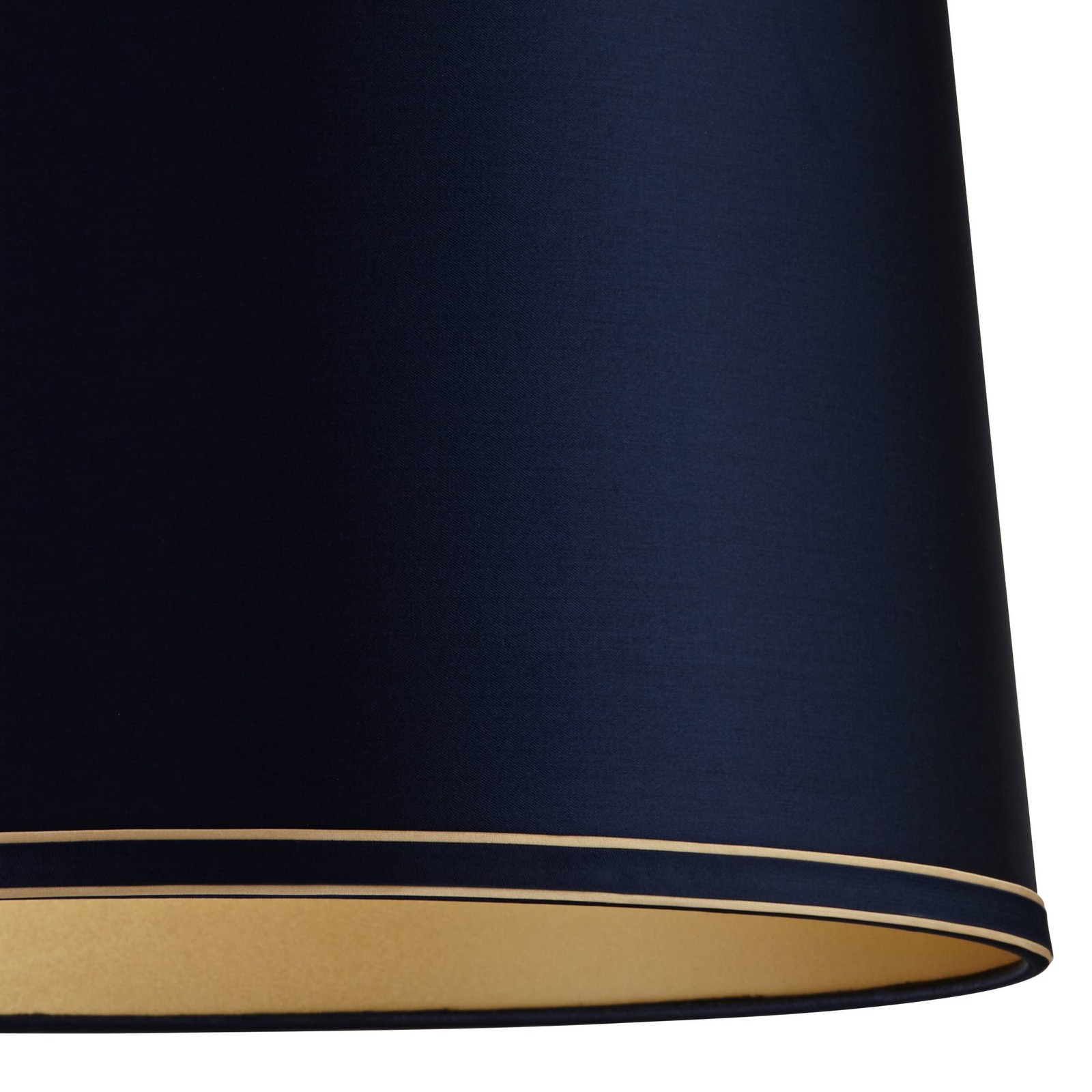 Navy Blue Medium Drum Shade with Navy and Gold Trim 14" Top x 16" Bottom x 11"H