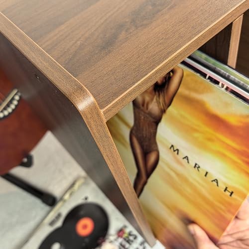 Record Player Stand with Vinyl Storage Holds Up to 300lb, Large Record Walnut