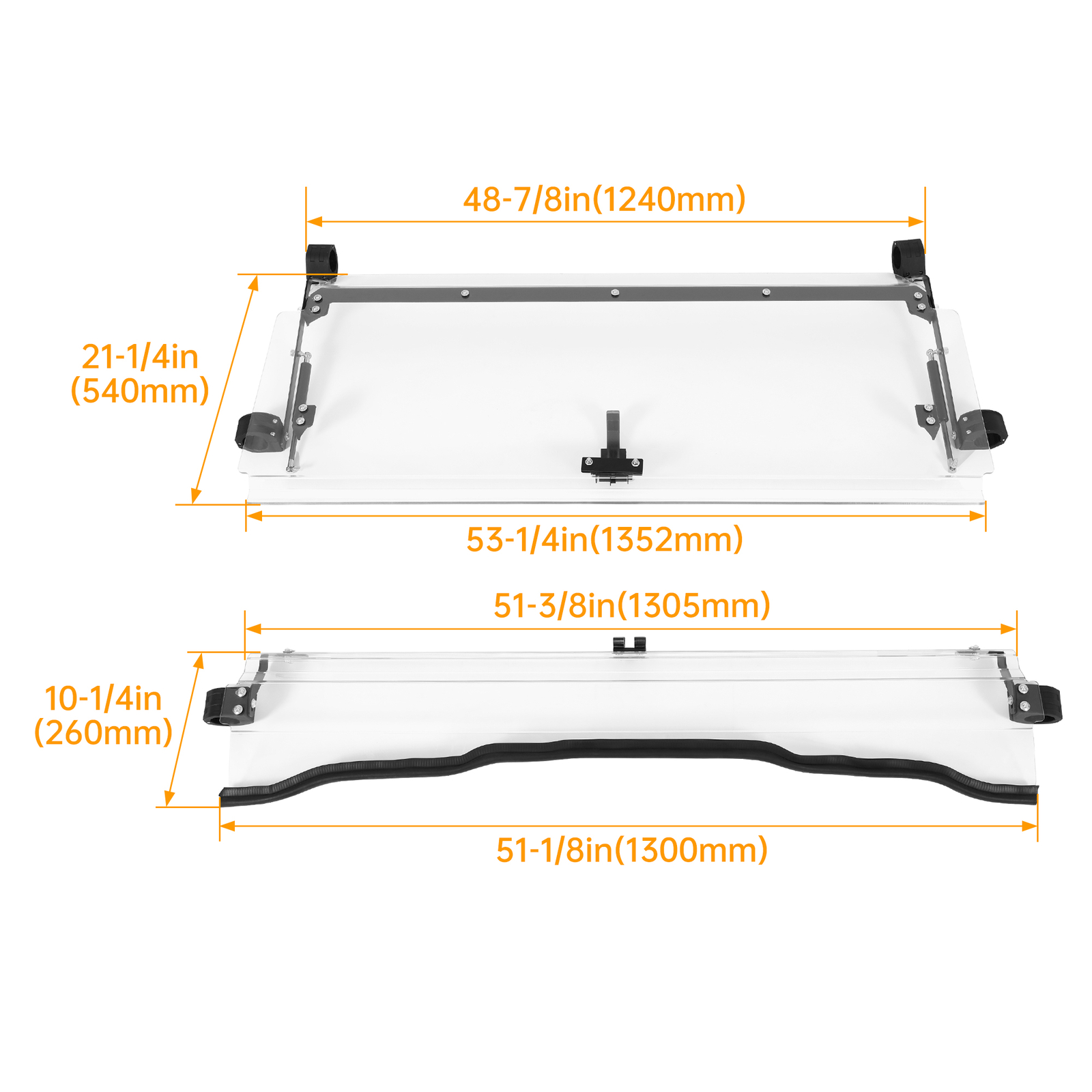 For Honda Pioneer 1000 /1000-5 UTV 3-IN-1 Flip Windshield 2016-24 w/Gas Spring