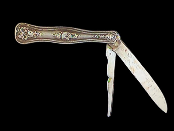 1840-53 T&W Tifft & Whiting American Coin Silver Fruit Knife Inscribed Blade :