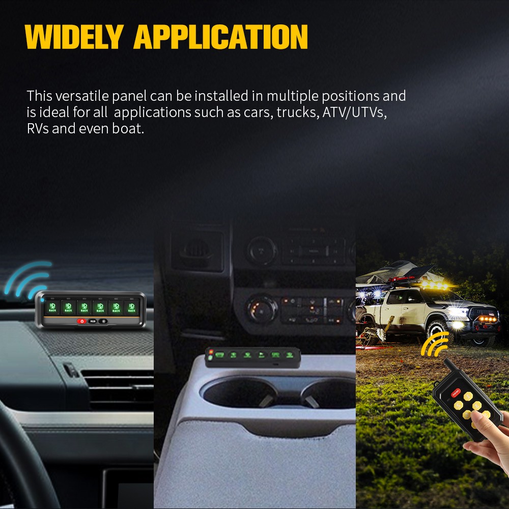 AUXBEAM 6 GANG SLIM LED SWITCH PANEL AUTO DIMMABLE OFF ROAD LIGHT RGB CONTROLLER