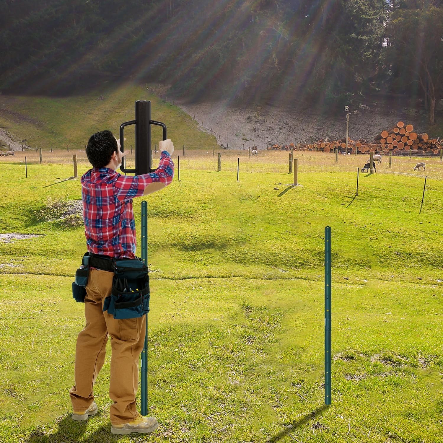 MIXXIDEA 11LB T Post Driver Heavy Duty Fence Post Driver Post Pounder with Ha...