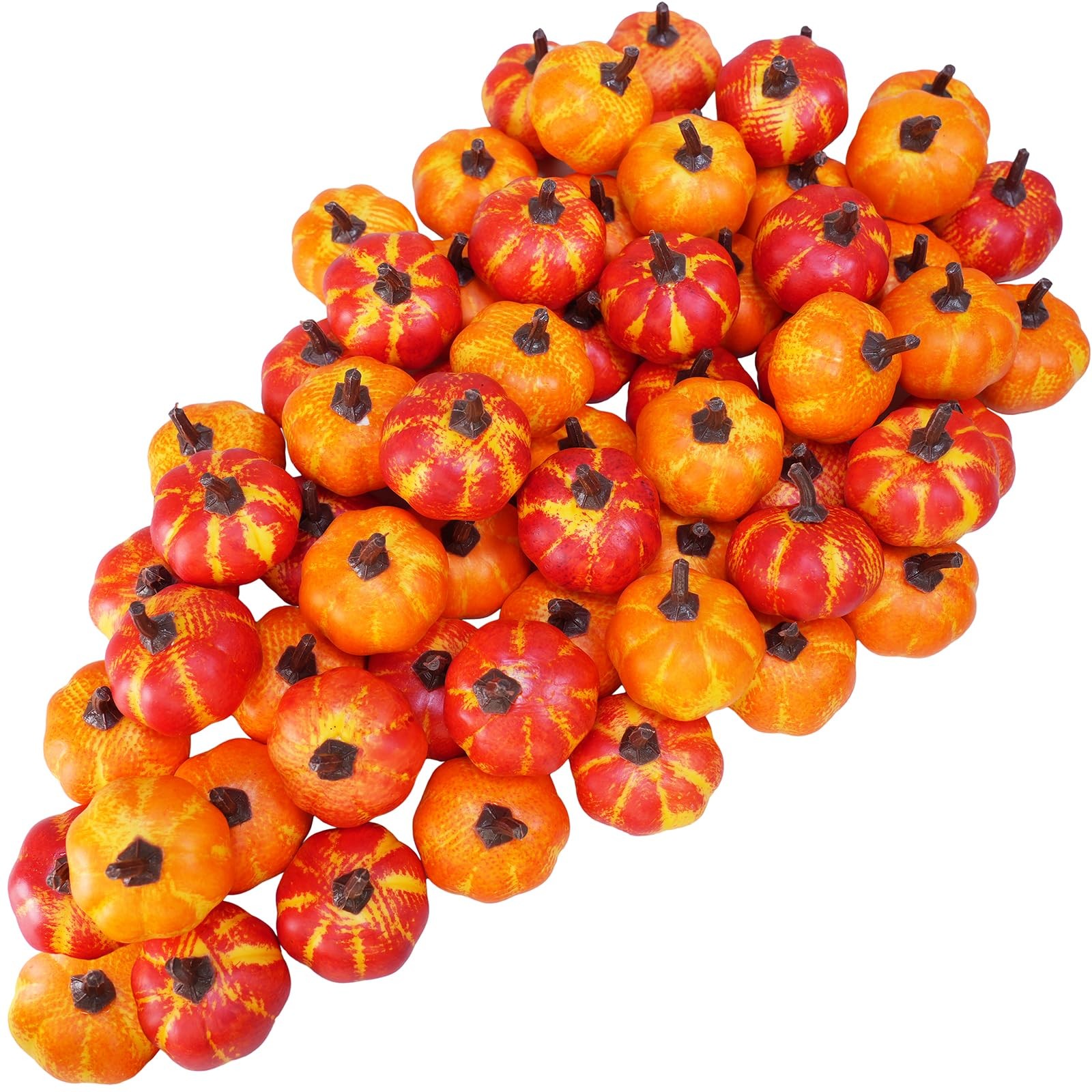 Winlyn 64 Pcs Mini Fall Artificial Harvest Pumpkins Orange 1.4 inches,