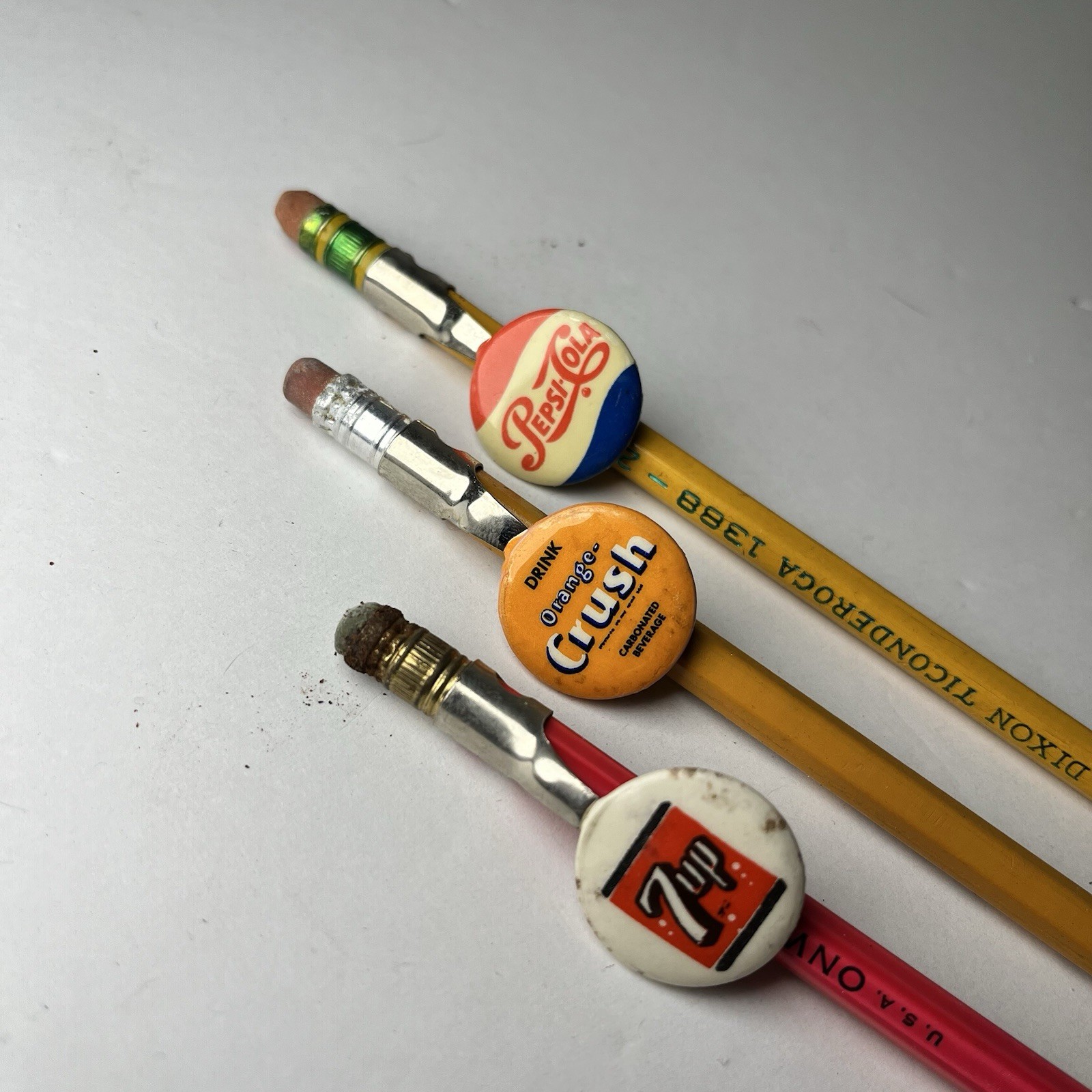 Vintage Pocket Clip For Pencil Pen Pepsi Orange Crush 7Up Advertising Soda
