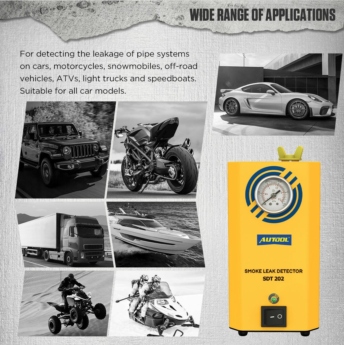 AUTOOL SDT202 EVAP Smoke Machine Automotive Fuel Pipe Smoke Leak Detector Tester