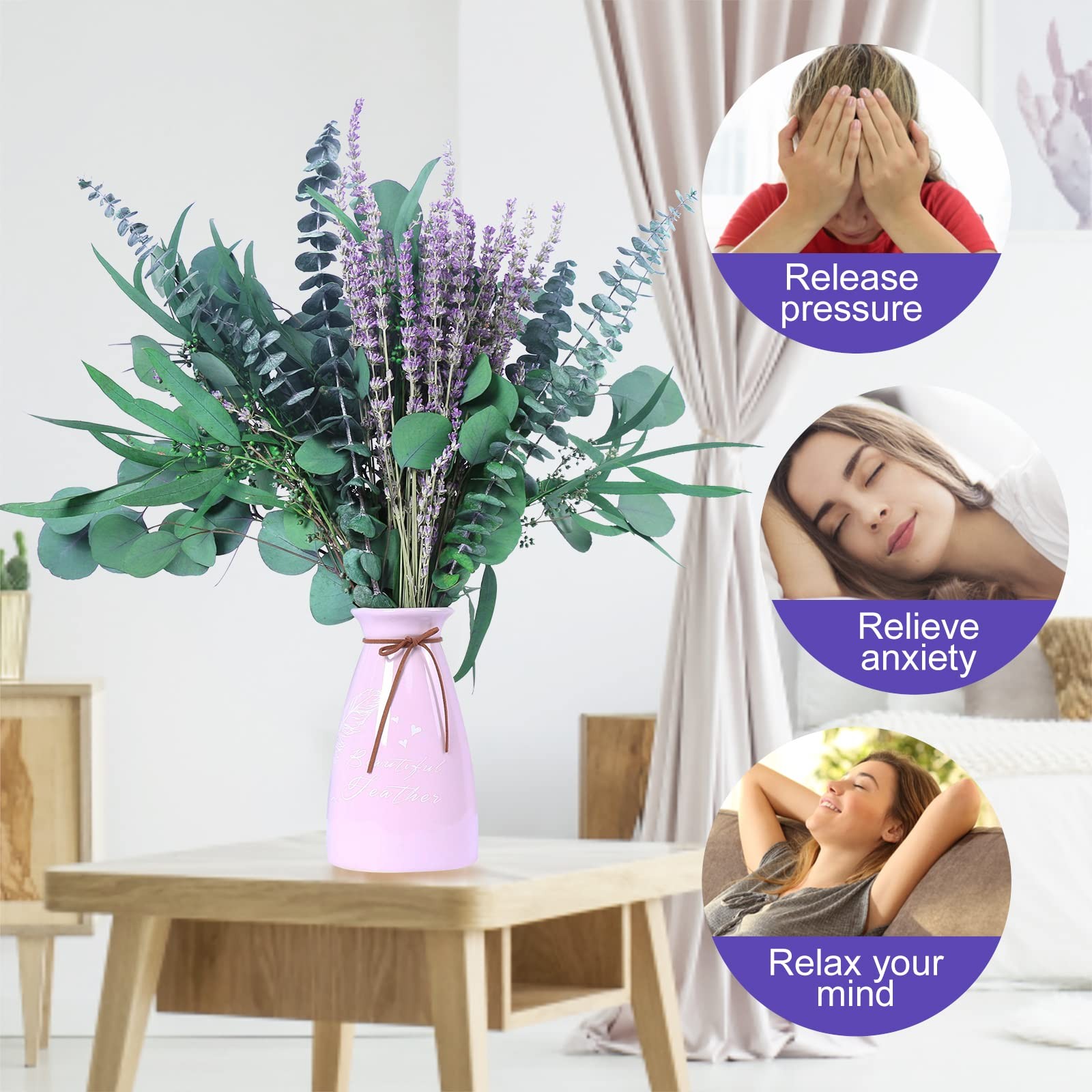 26 PCS Mix Dried Eucalyptus Lavender Flowers Bundles for Shower, 17 Natural