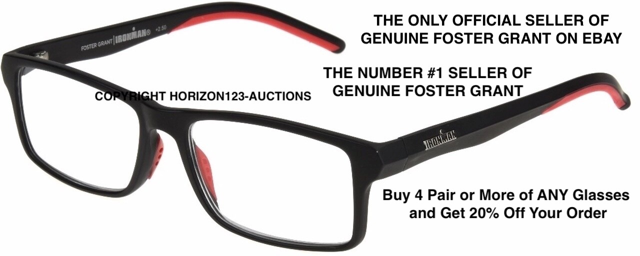 🔴Foster Grant Ironman Reading Glasses IM2000 🔴 PICK STRENGTH Black/Red