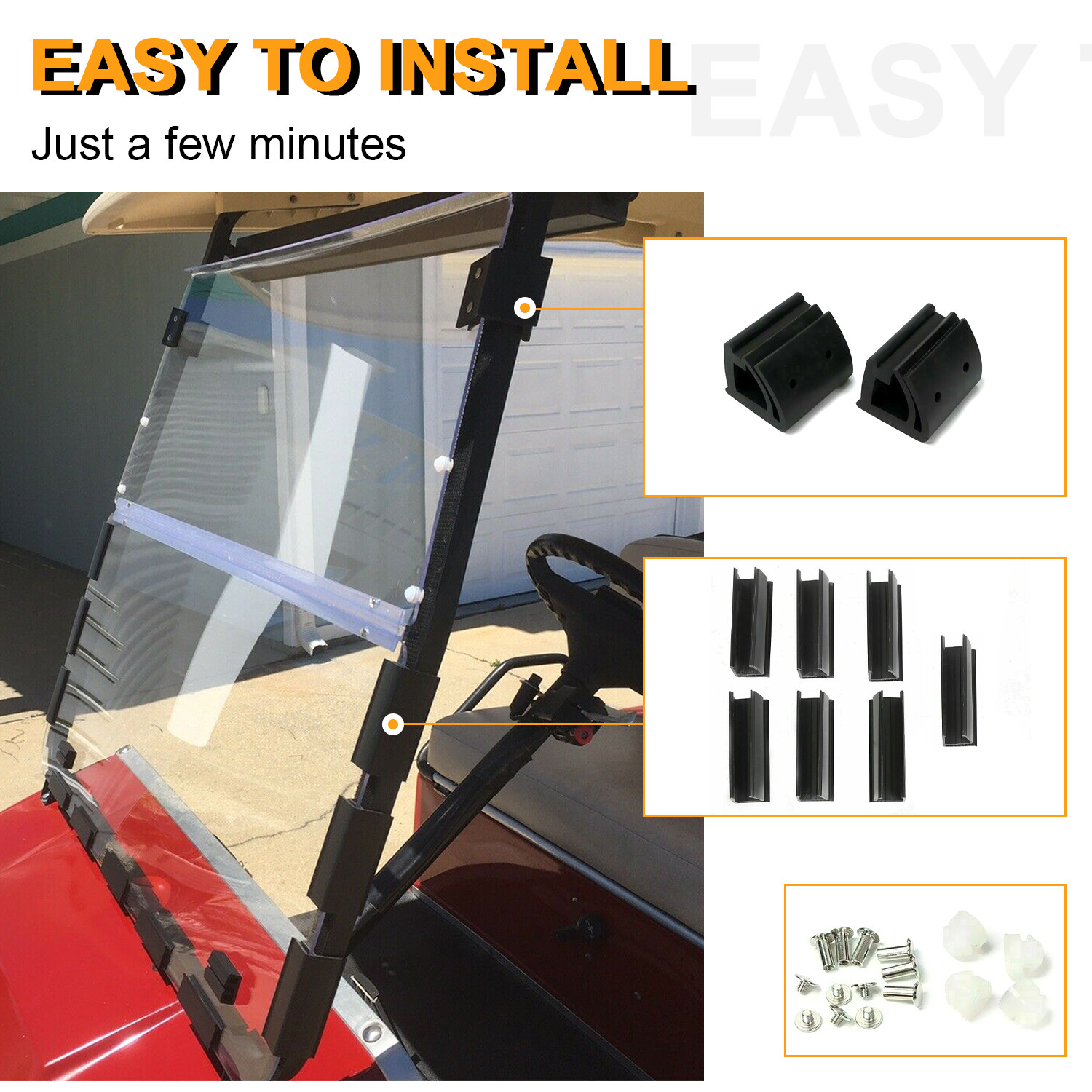 Golf Cart Fold Down Acrylic Clear Windshield For Club Car DS 2000.5-Up