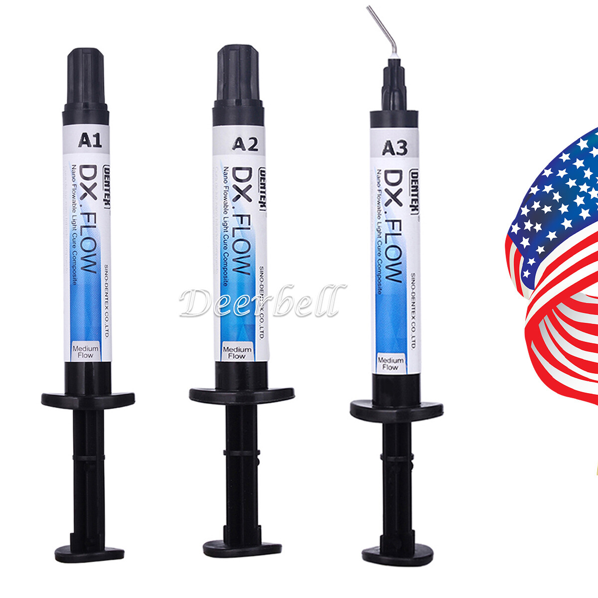 Dental Flujo medio de resina compuesta curado por luz fluida A1/A2/A3 3g/Syring