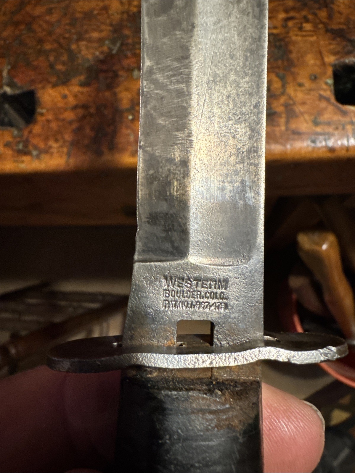 VINTAGE WESTERN BOULDER COLO PAT'D FIGHTING KNIFE MILITARY