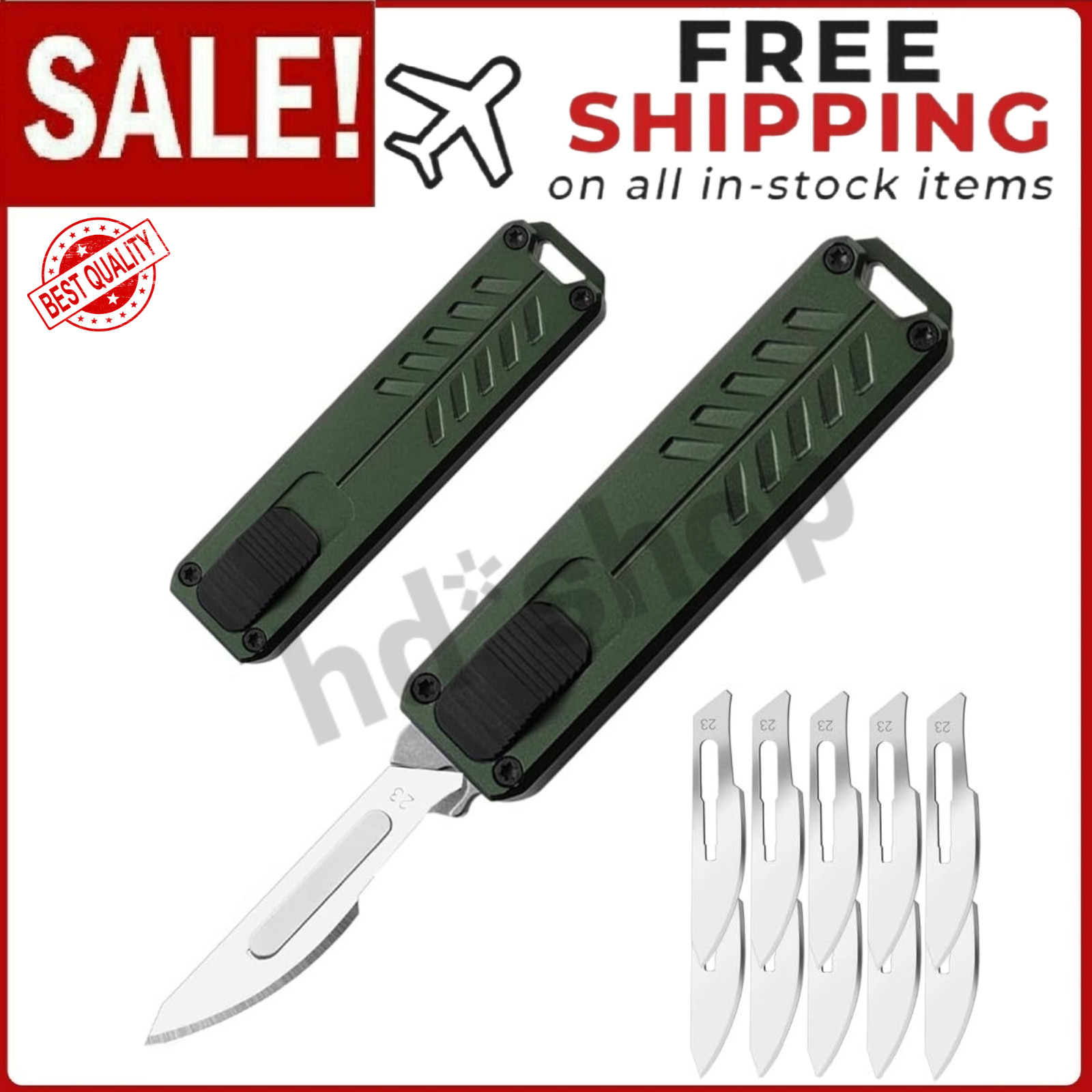 Automatic Utility Knife, Safety Auto Box Cutter Retractable, EDC Push Button
