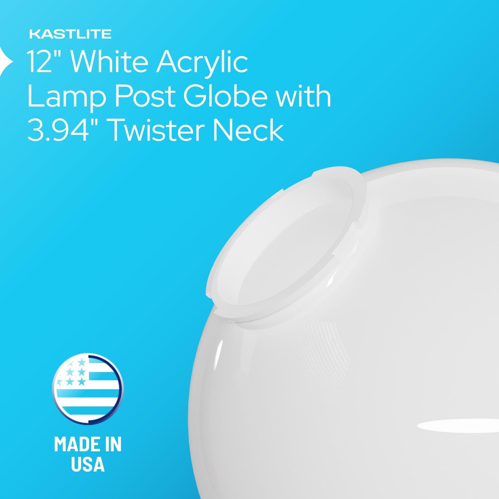 KASTLITE 12" Lamp Post Globe | Street Light Replacement Globe | Select your Colo