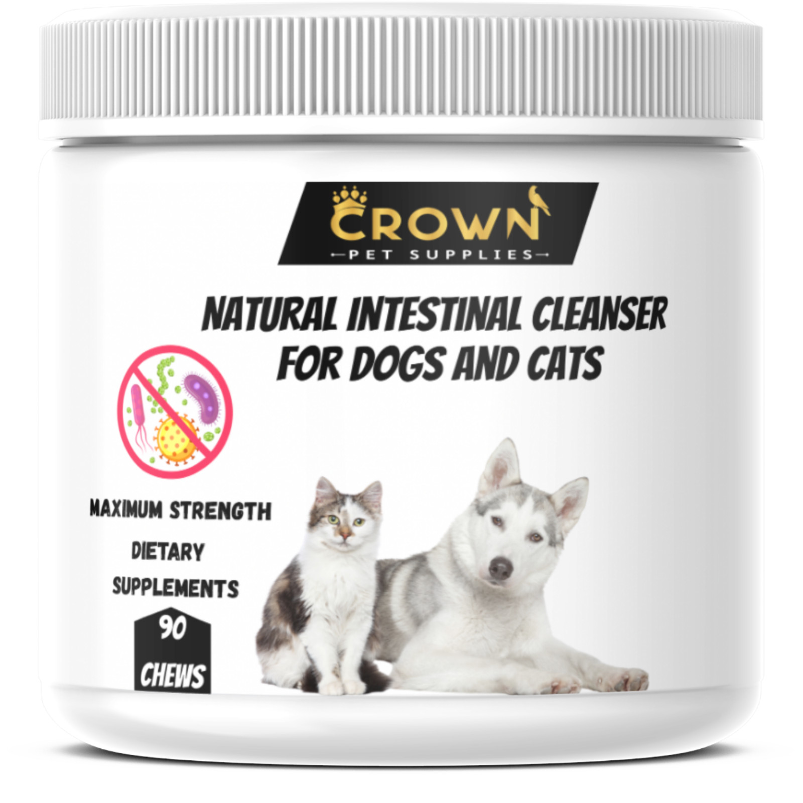 Dewormer for Dogs and Cats Natural De-Wormer Intestinal Cleanser Canine 90 Chews