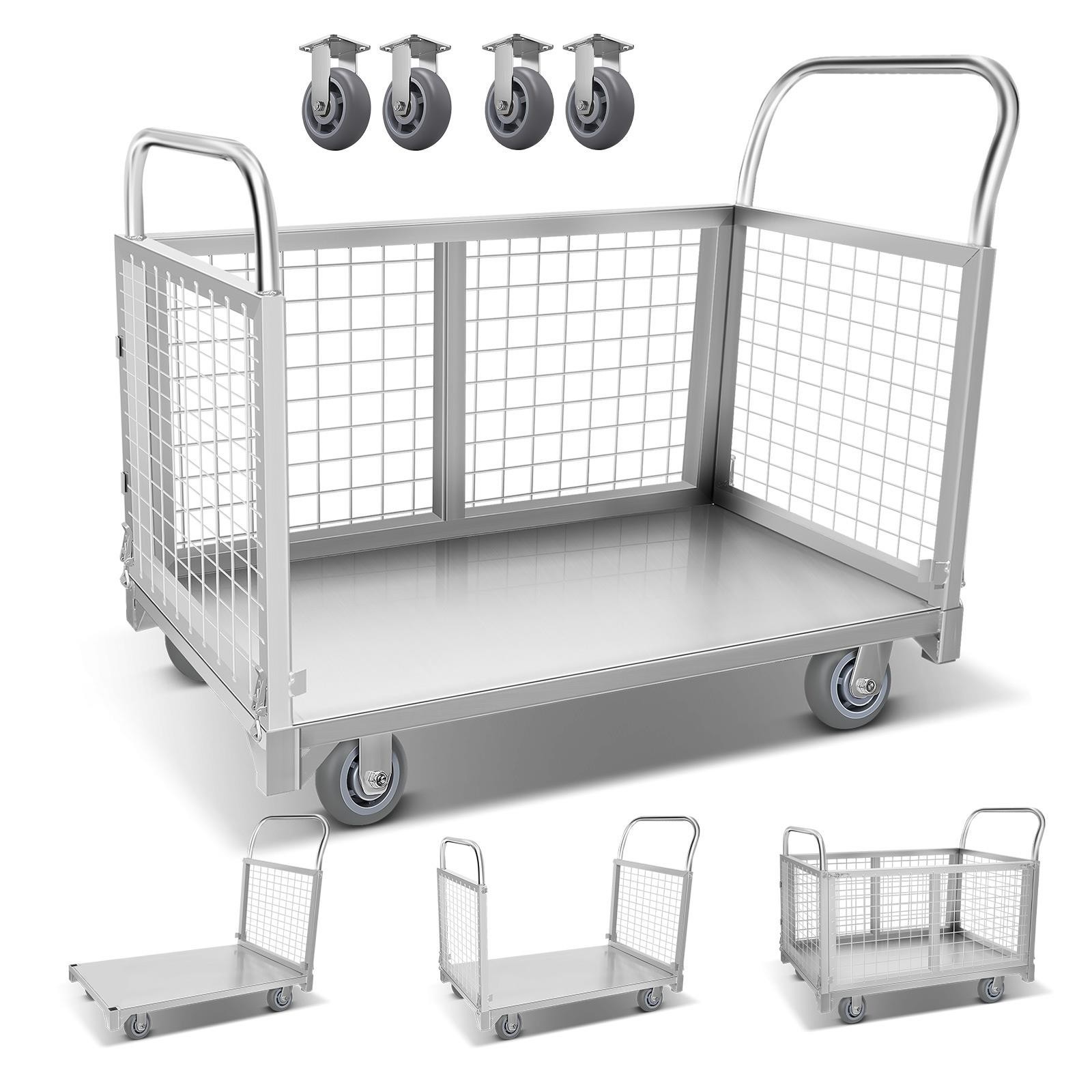 2200LB/2600LB Platform Truck Cart Foldable Flatbed Cart for Grocery & Warehouse