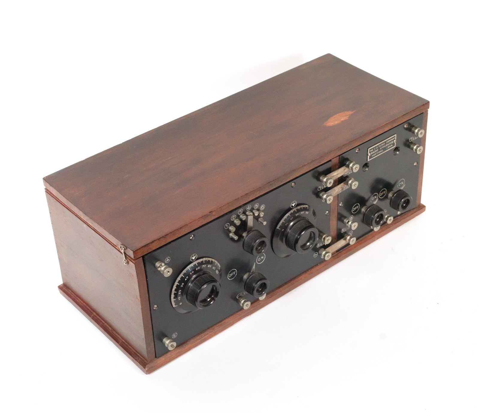 1922 Tuska 225 Split-Panel Radio w/Brass Base Tipped Tubes * Excellent * Works