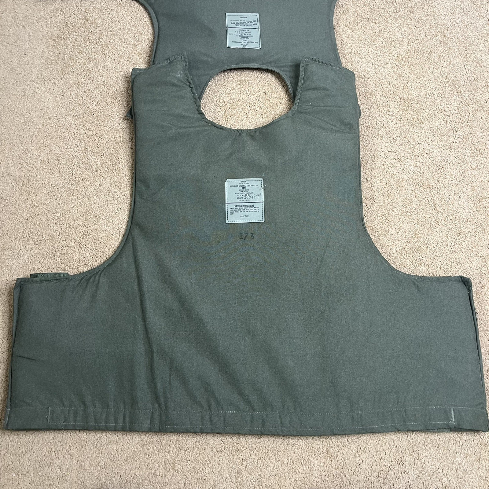 Body Armor Soft Small Arms Protective Large Undergarment Combat Vehicle Military