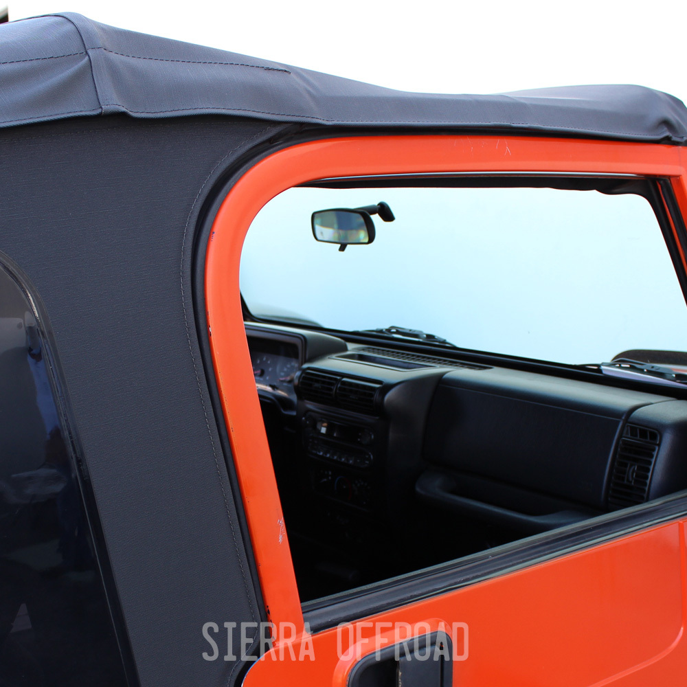 Jeep Wrangler TJ Soft top Replacement, 1997-2006, w/ Tinted Windows, Black Denim