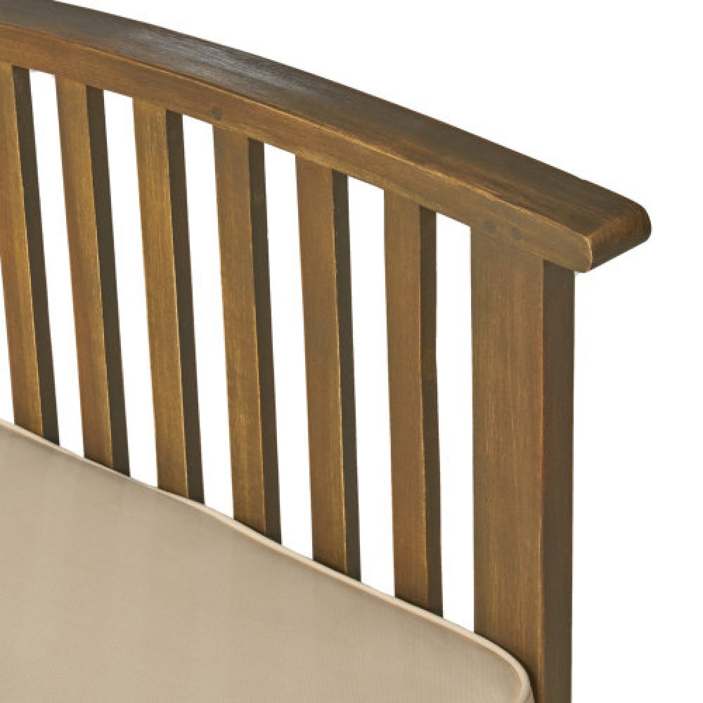 Acacia Wood Outdoor Club Chair Set w/ Side Table, Cream & Gray Cushions