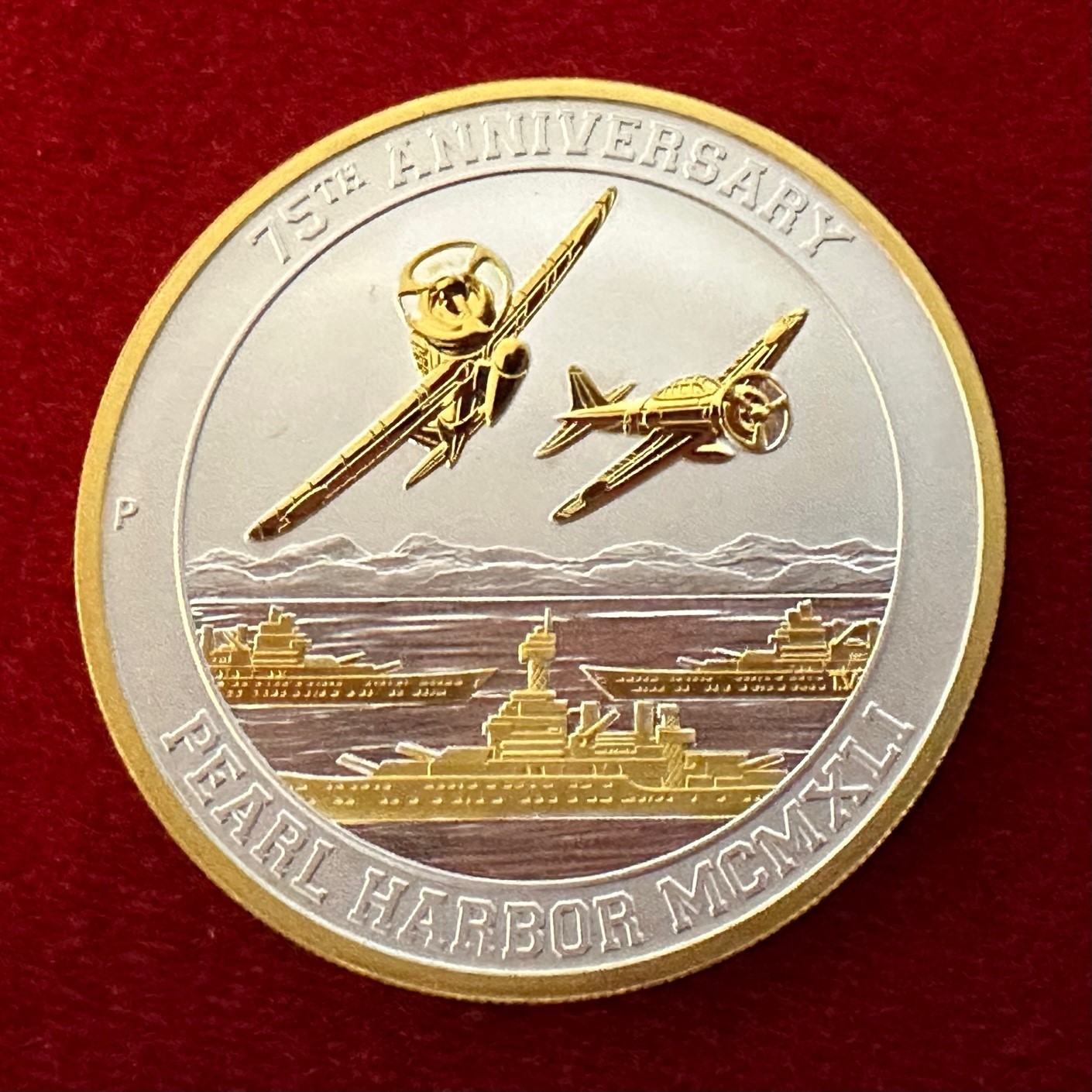 2016 1 Troy OZ .9999 Silver Tuvalu “PEARL HARBOR COIN”  w/ 24K Gilding by SFS