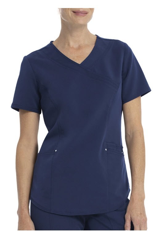 Scrubstar Premium Ultimate Mock Wrap Scrub Top Indigo Size LARGE