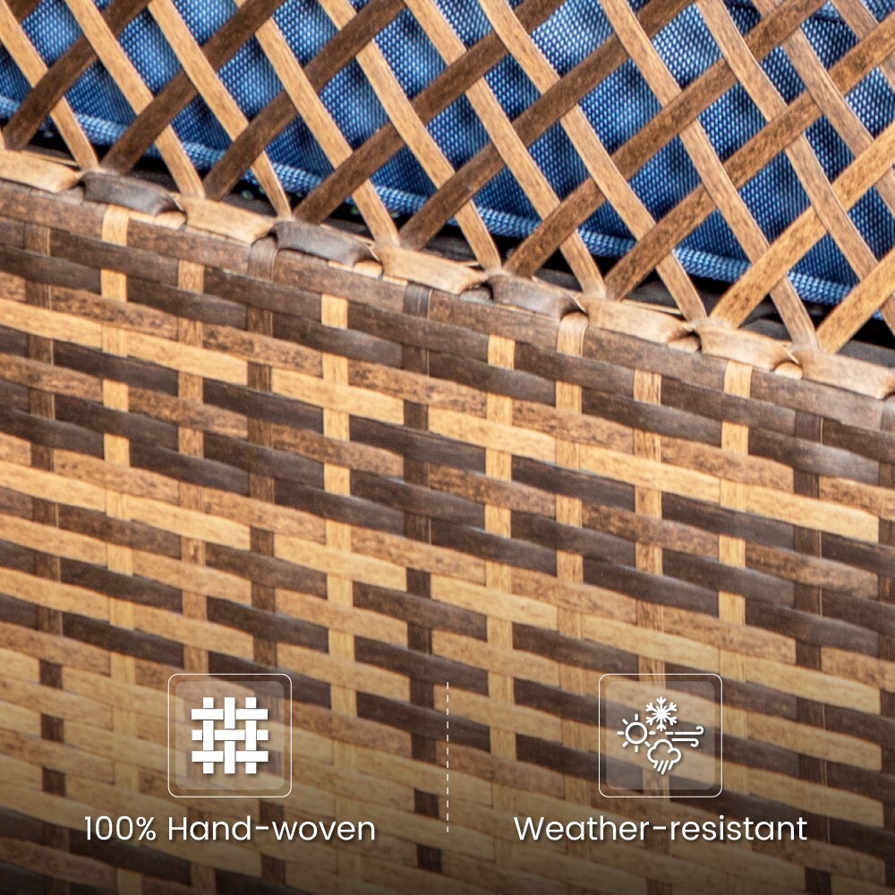 3Pcs Rattan Furniture Outdoor Furniture Wicker Patio Conversation Set w/Cushion