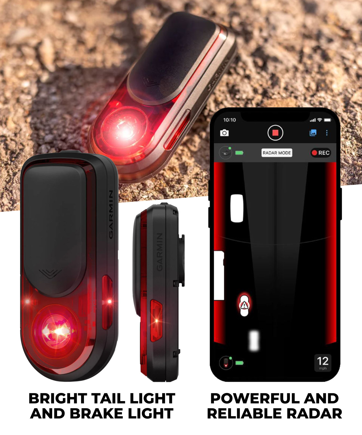 Garmin Varia RearVue 820 Advanced Rearview Radar & Tail Light for Cyclists