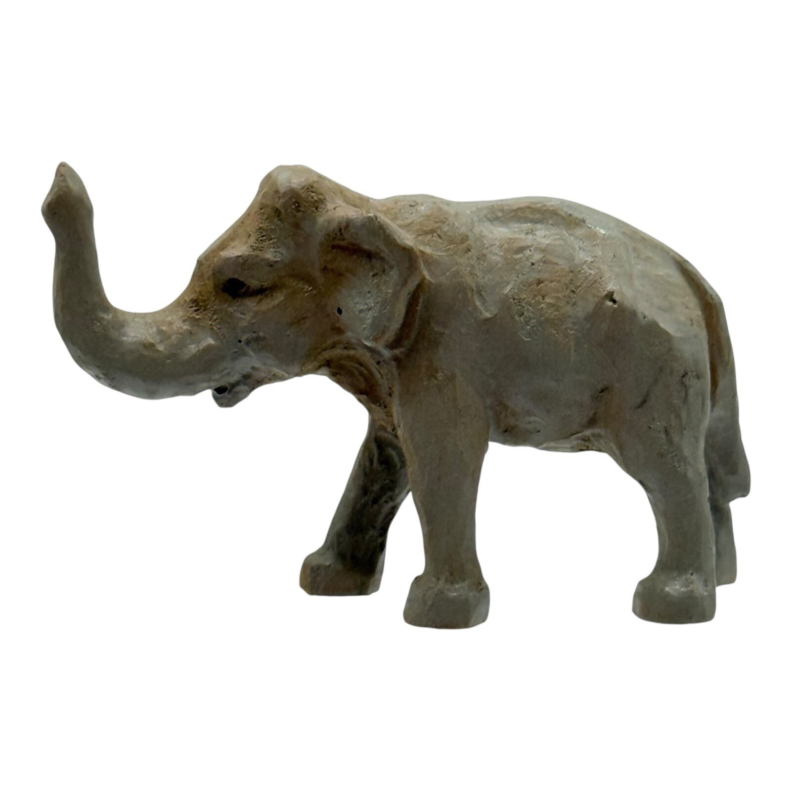 Elephant Wooden Figurine Decor Trunk Up Good Luck Home Decor Shelf Vintage