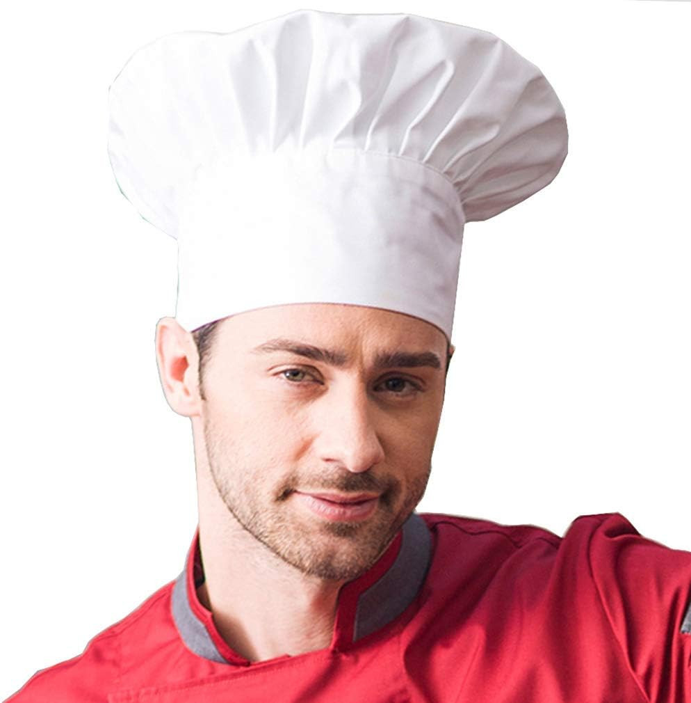 Chef Hat Elastic Back Kitchen Cooking Baker Cap for Adults Kids