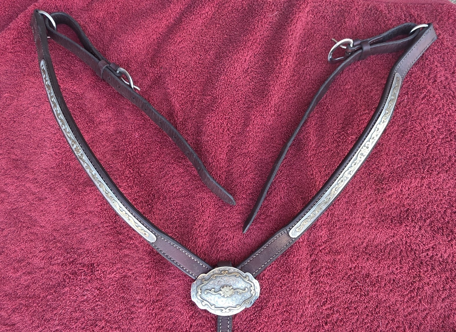 Vintage Victor's Custom Tack Silver &Bronze Headstall And Breast Collar Set MINT