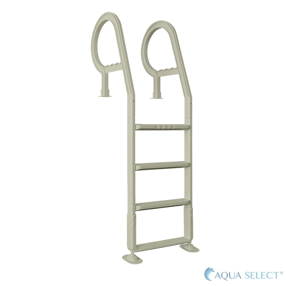 Aqua Select Heavy Duty Resin In Pool Deck Ladder Above Ground - White or Grey