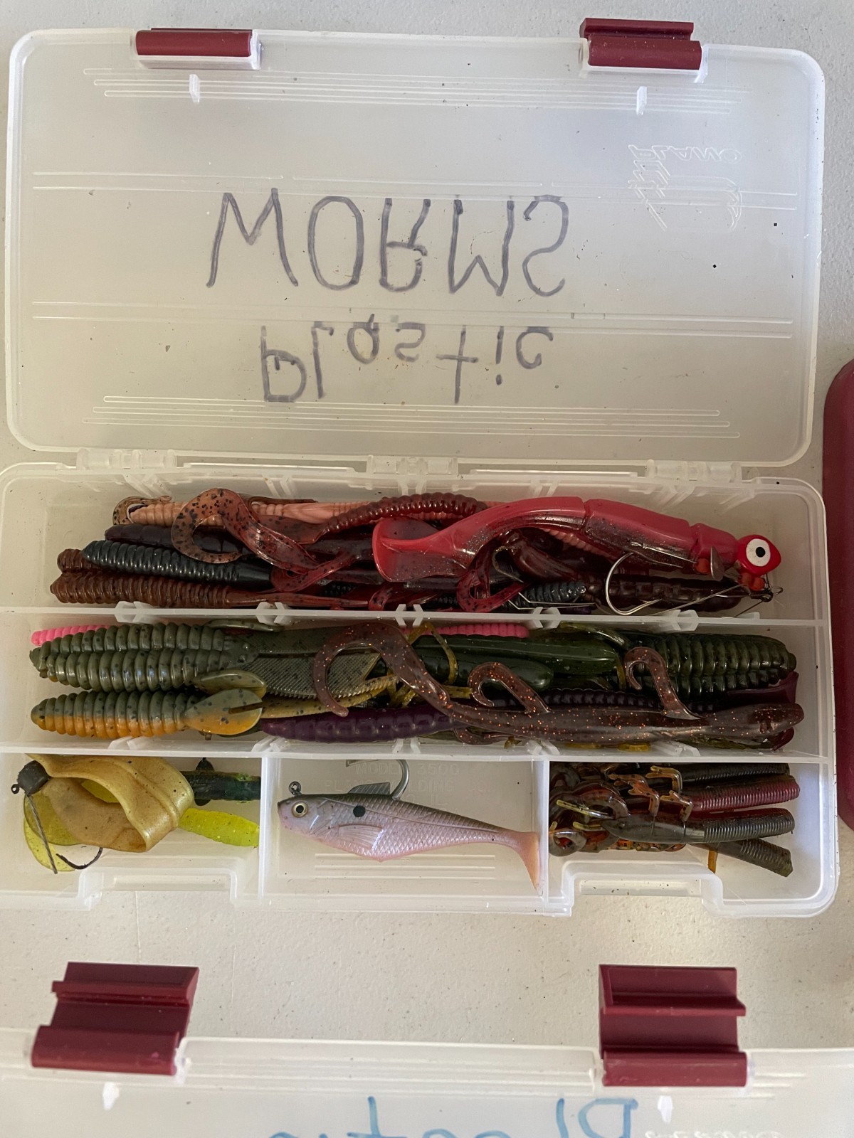 Plano Fishing Tackle Box Including Lot of Lures Hooks Weights Worms