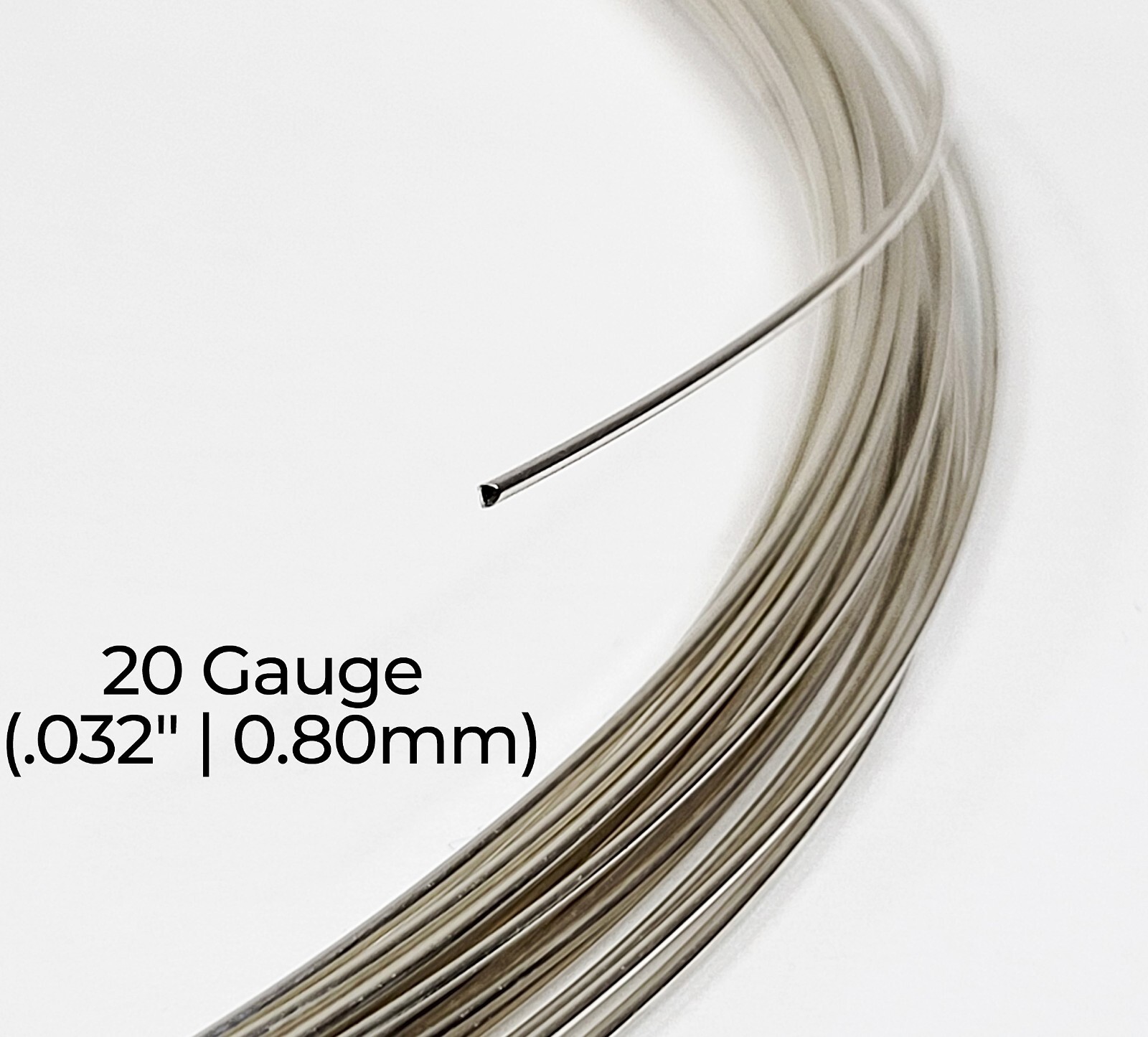 940 Argentium Silver Wire | Round, Half Hard | 12-30 Gauge | 1-10 Ft | USA