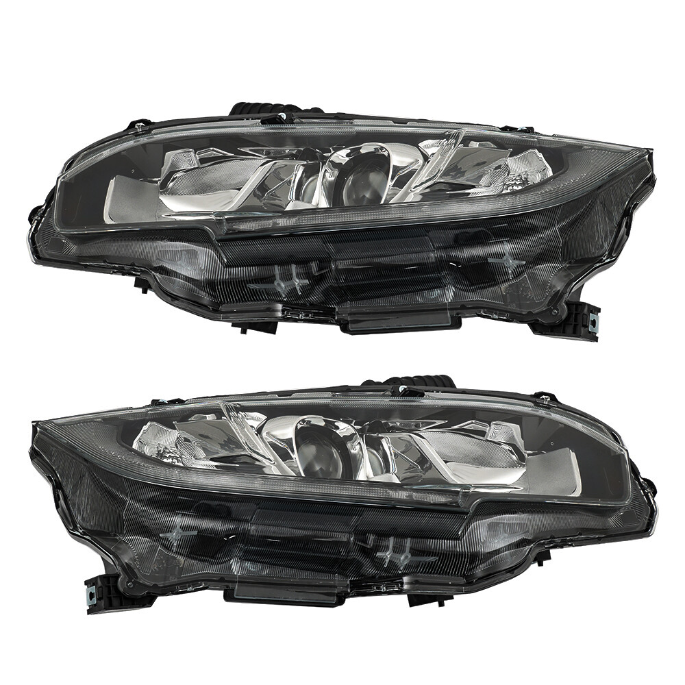 Left+Right For 2016-2020 Honda Civic Halogen Projector Headlights Headlamp Clear