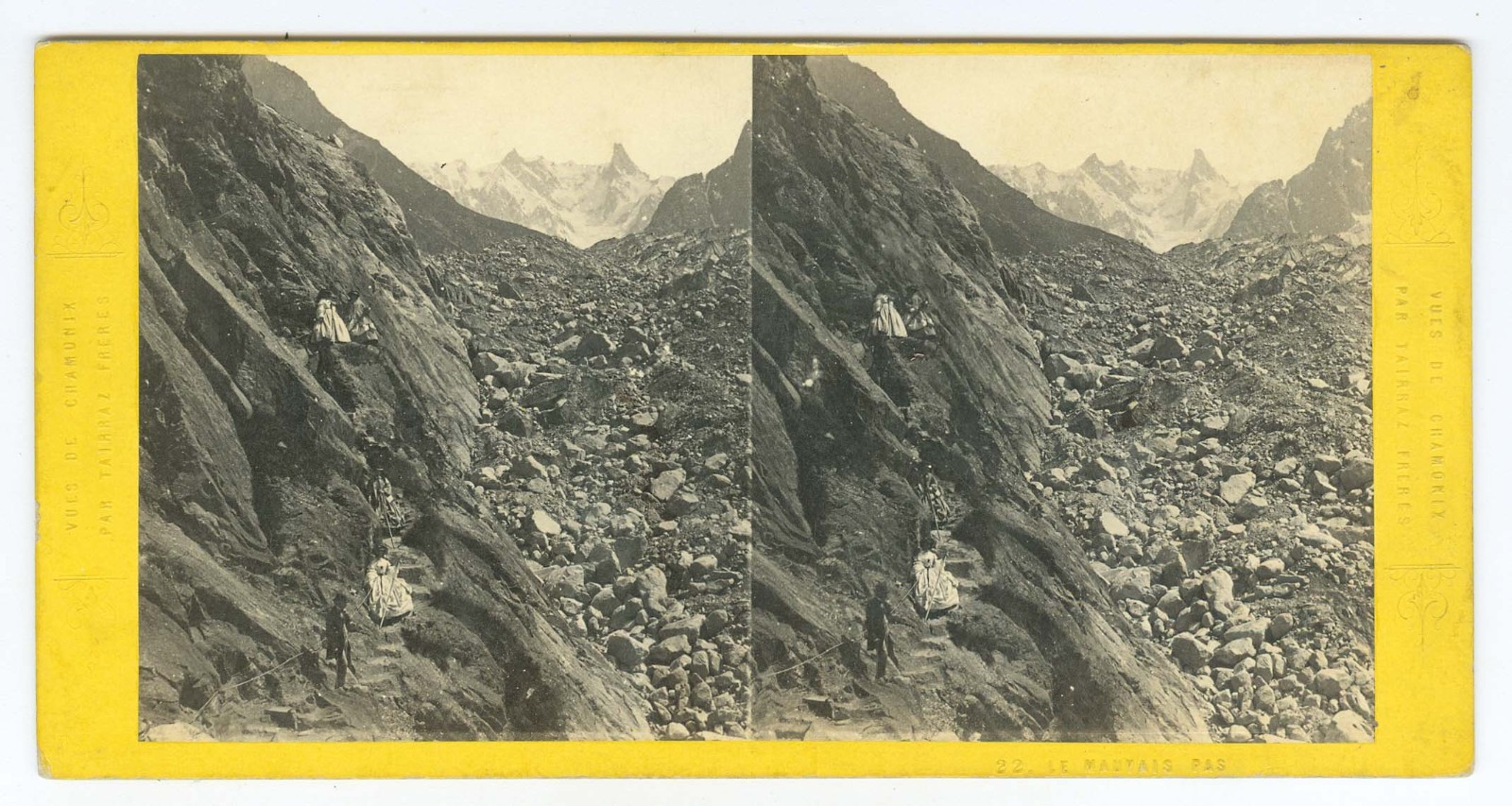 G2319~ FRANCE – Mauvais Pass, Chamonix c.1860s Stereoview – T Freres