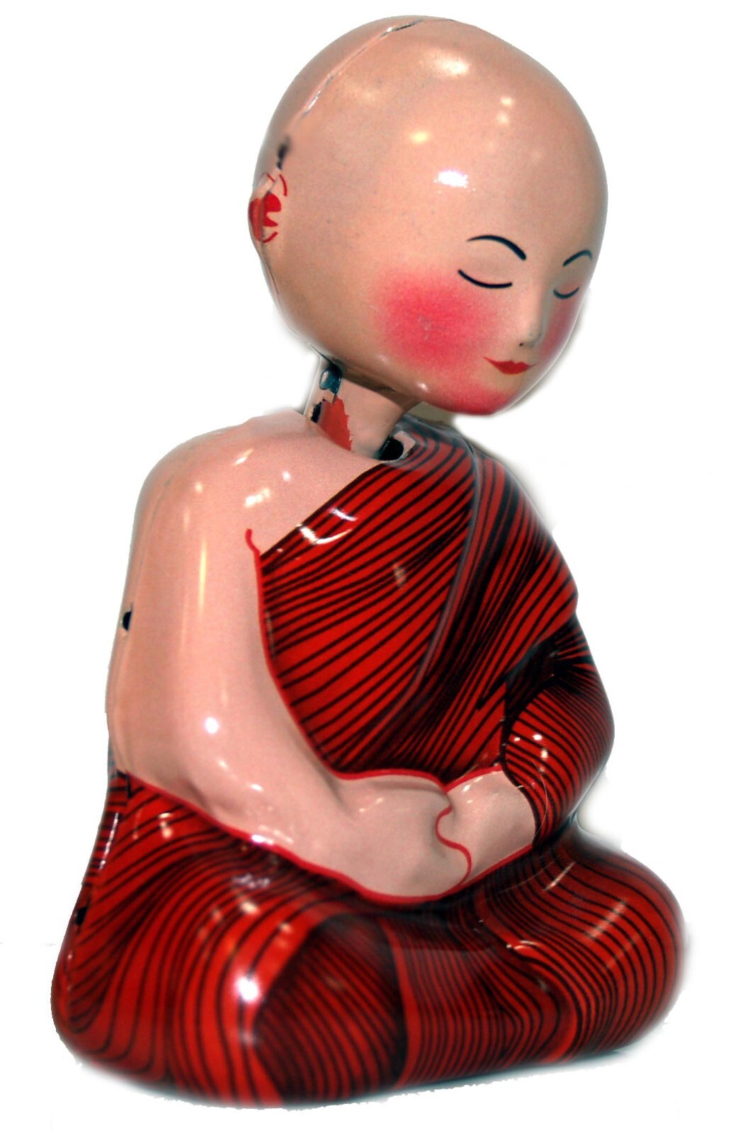 Meditating Monk Tin Toy Bobble Head Desk Toy