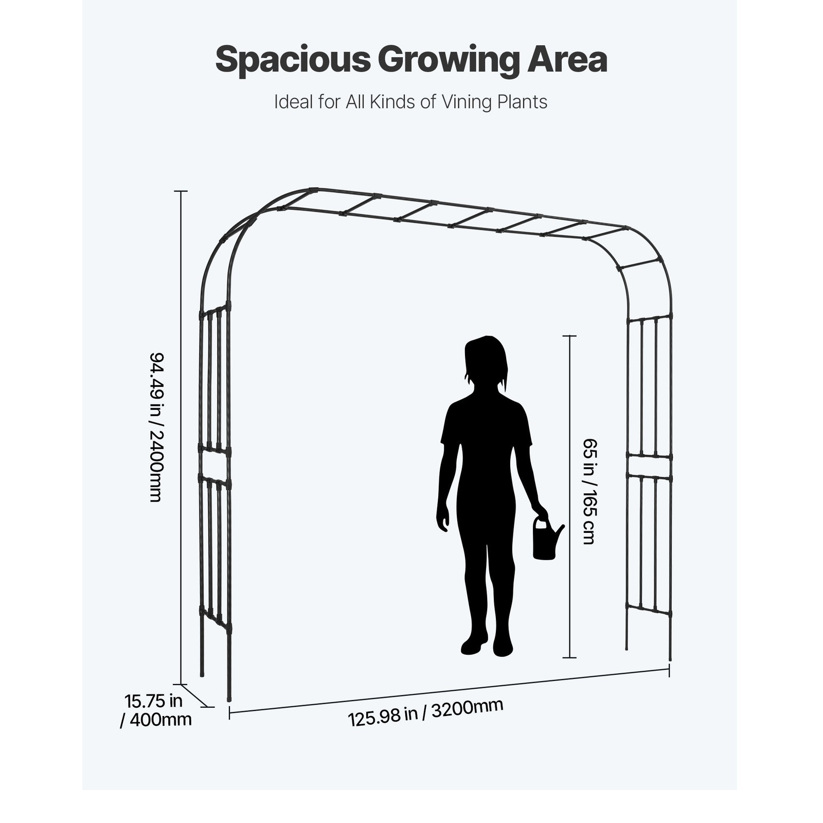Uimoso Metal Garden Arbor 94.5x126x15.8 in Trellis Climbing Plants and Events