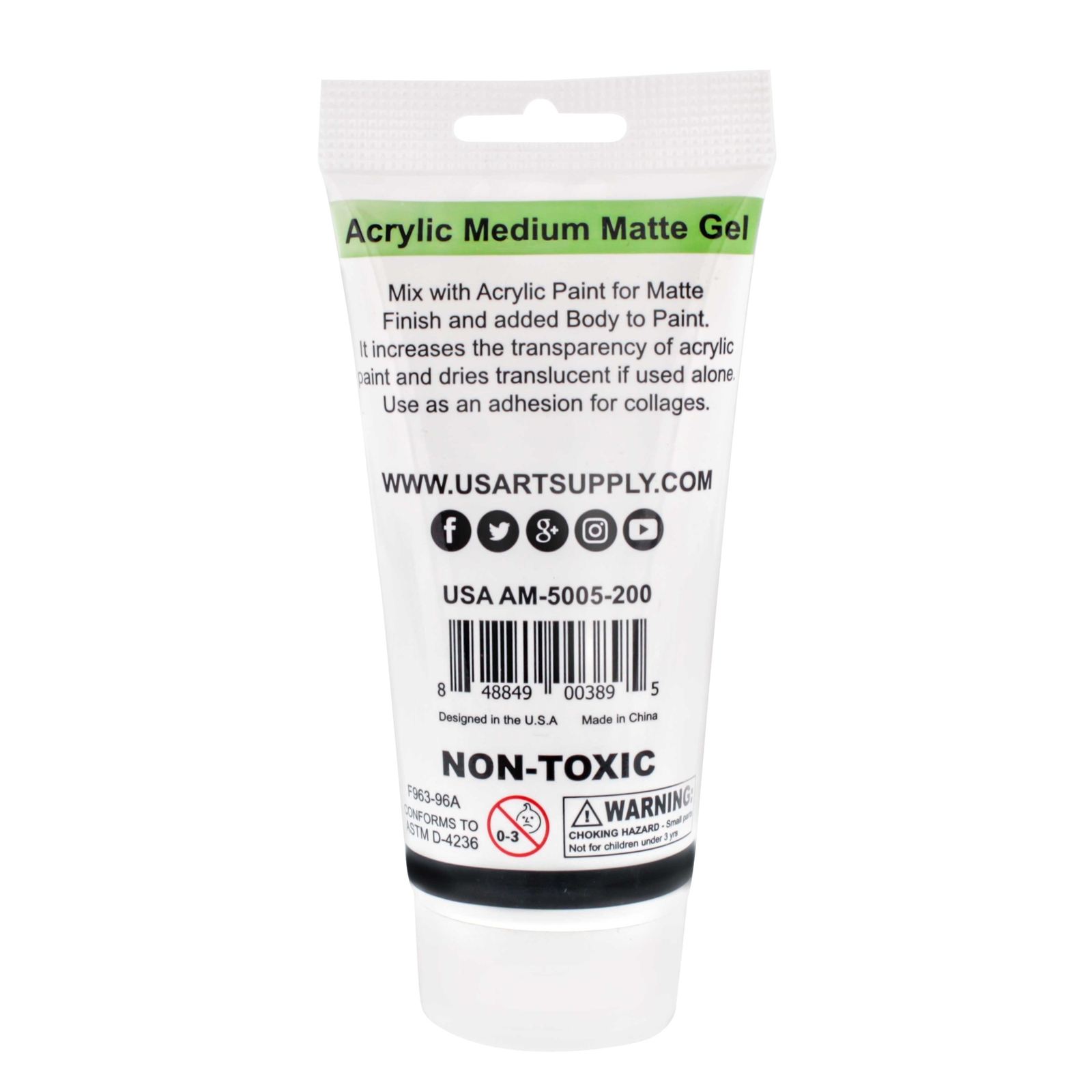 U.S. Art Supply Gel Medium Matte Acrylic Medium, 200ml Tube